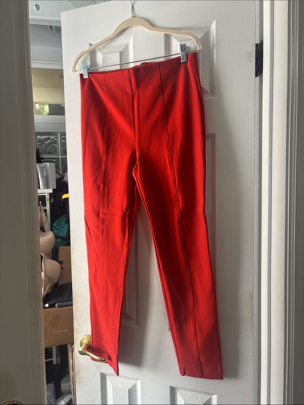 Veronica Beard Bright Red Skinny Ponte Pants